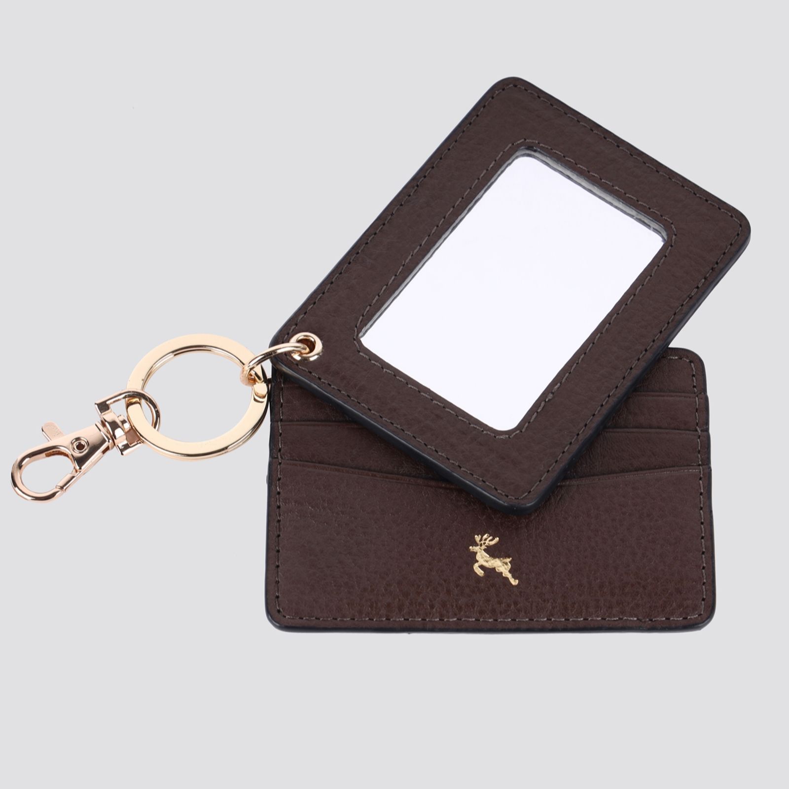 Ashwood Leather Boxed Cardholder & Mirror Set