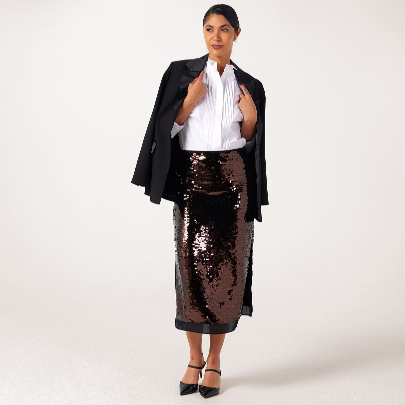 Ben de Lisi Sequin Midi Skirt Regular