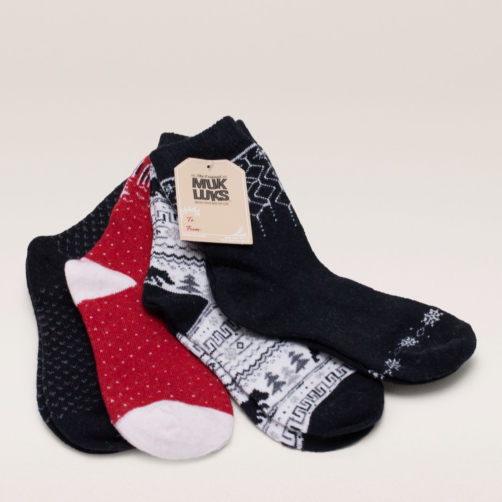 Muk Luks Four-Pack Holiday Boot Socks