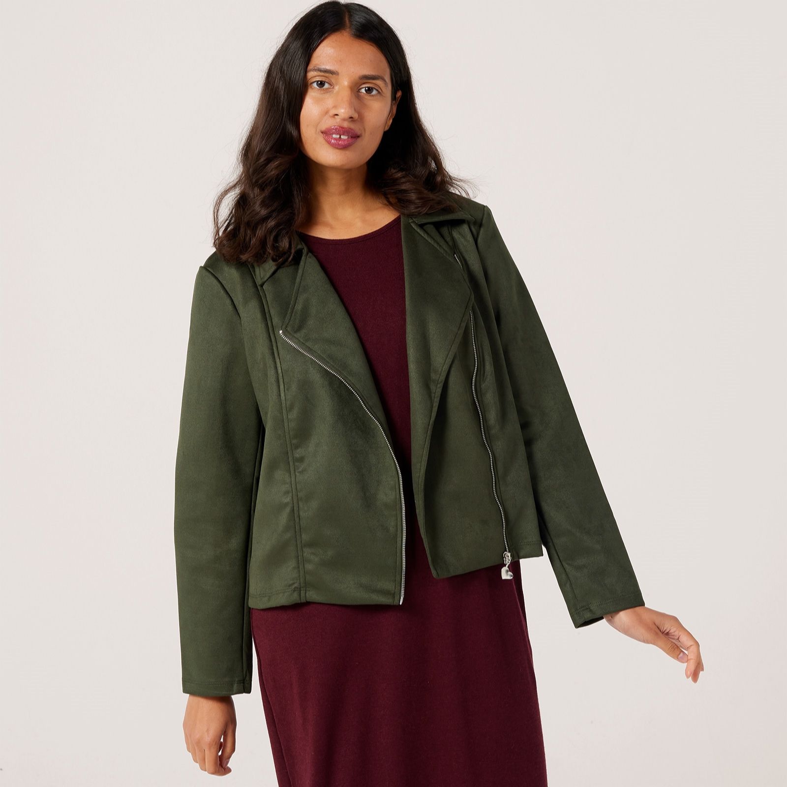 Kim & Co Stretch Faux-Suede Moto Jacket