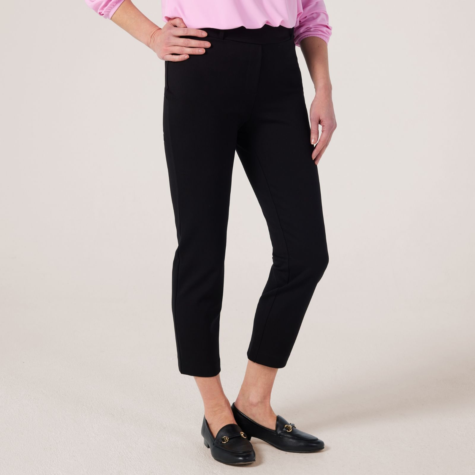 Kim & Co Stretch Ponte Jersey Sleek Ankle Narrow Leg Trousers Standard