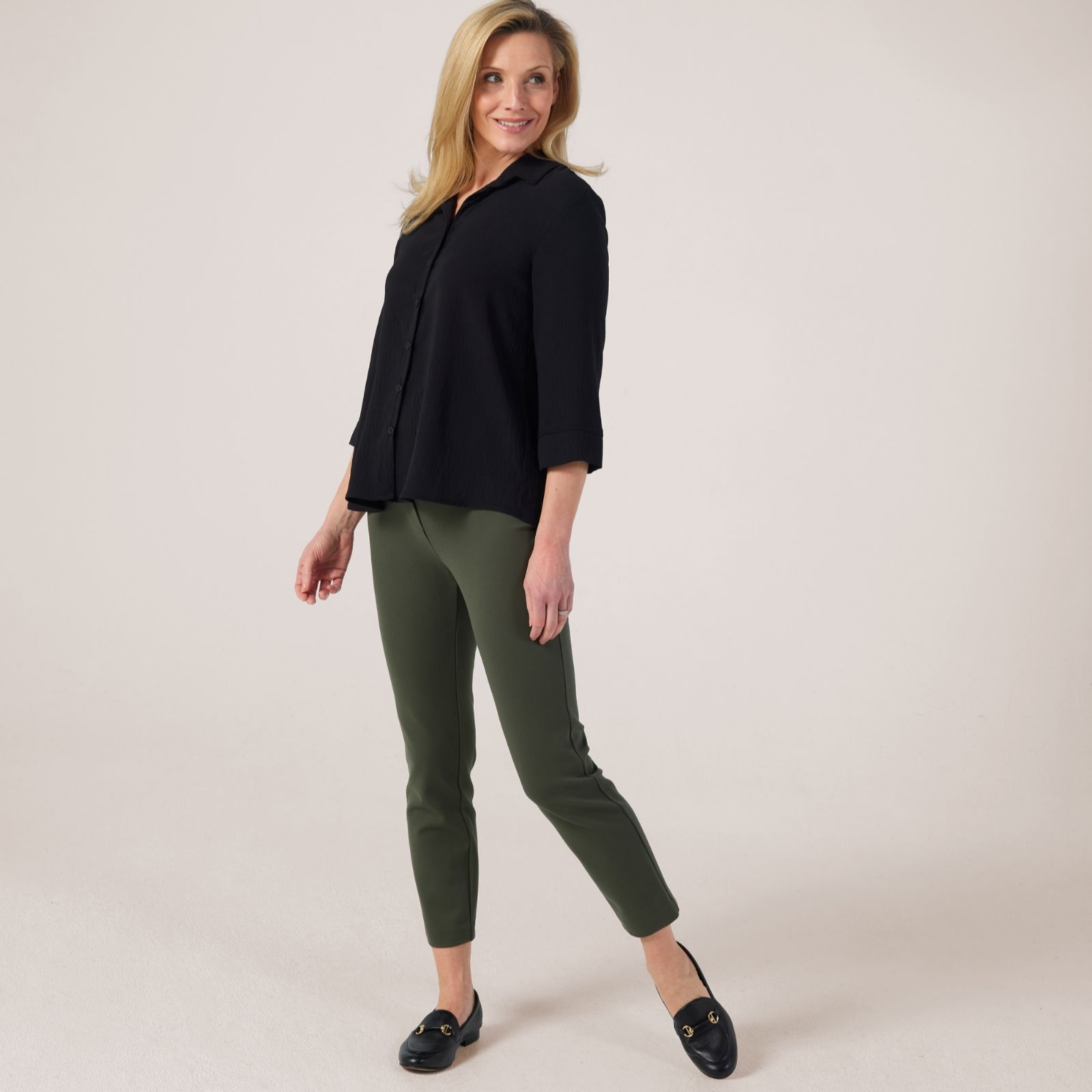 Kim & Co Stretch Ponte Jersey Sleek Ankle Narrow Leg Trousers Standard