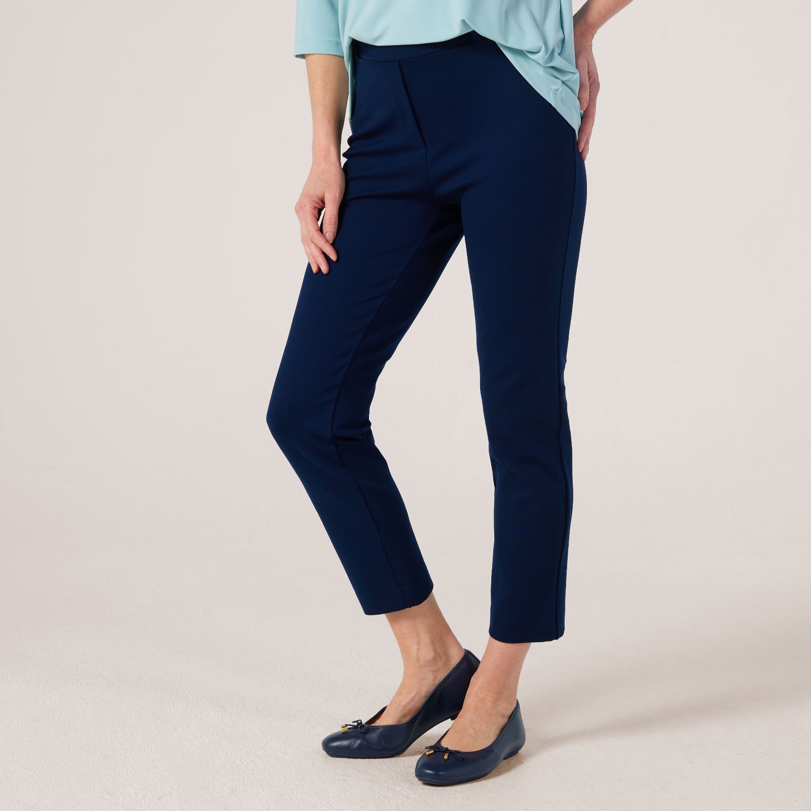 Kim & Co Stretch Ponte Jersey Sleek Ankle Narrow Leg Trousers Standard