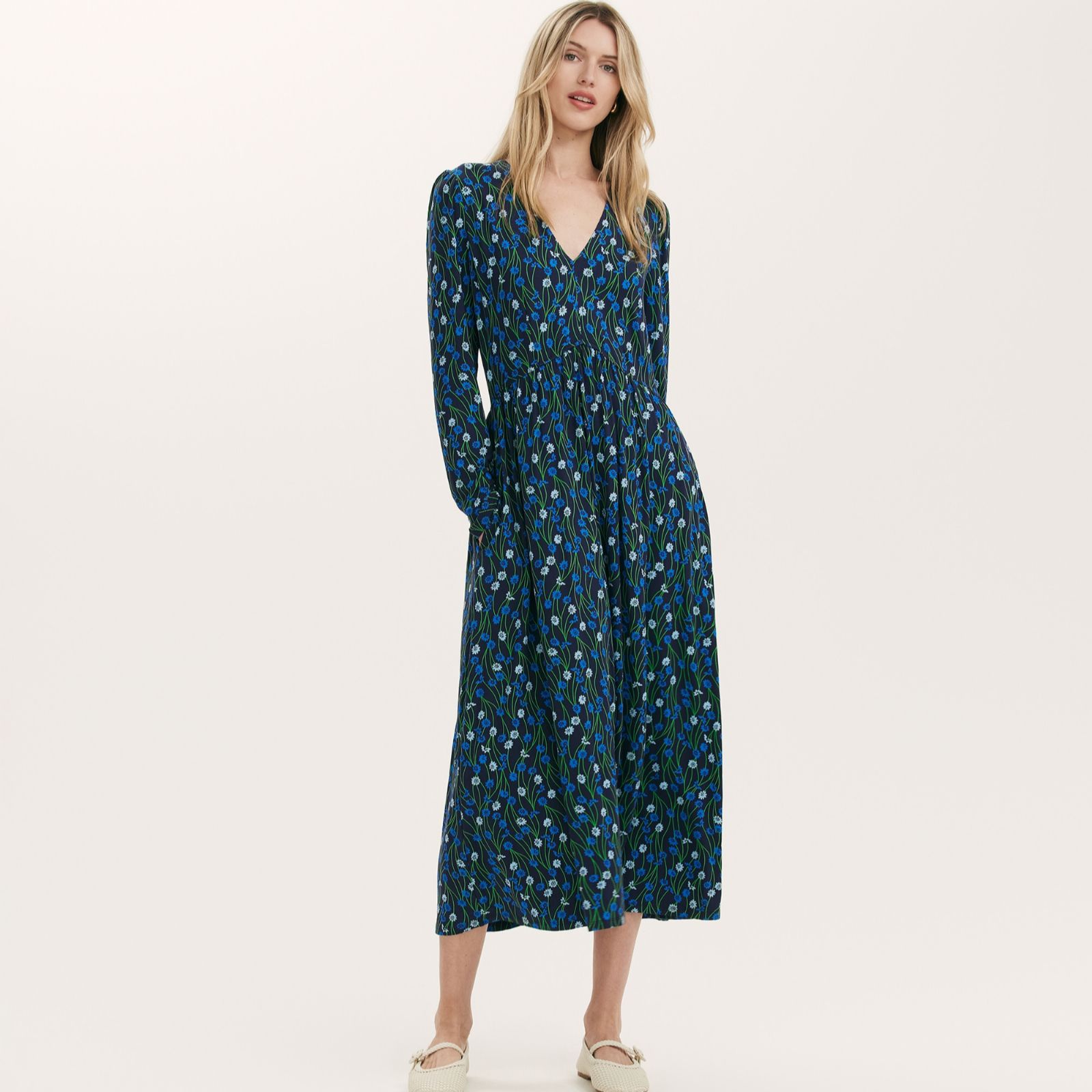 Finery London Madelyn Jersey Printed Long Sleeve Midi Dress