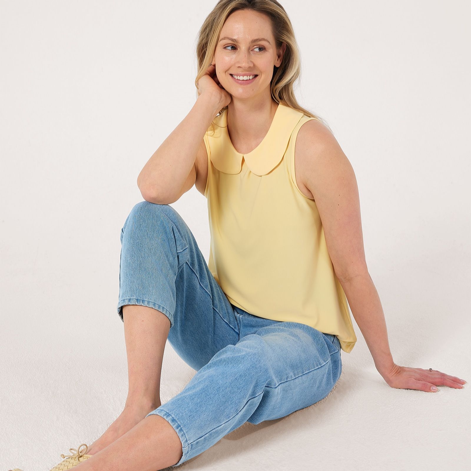 Kim & Co Deluxe Brazil Knit Peter Pan Collar Top