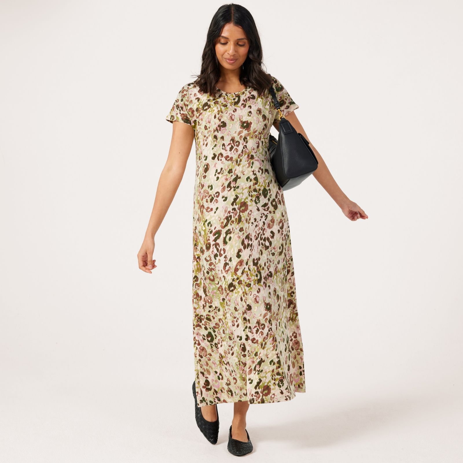 Kim & Co Printed Brazil Jersey Short Dolman Sleeve Maxi Dress