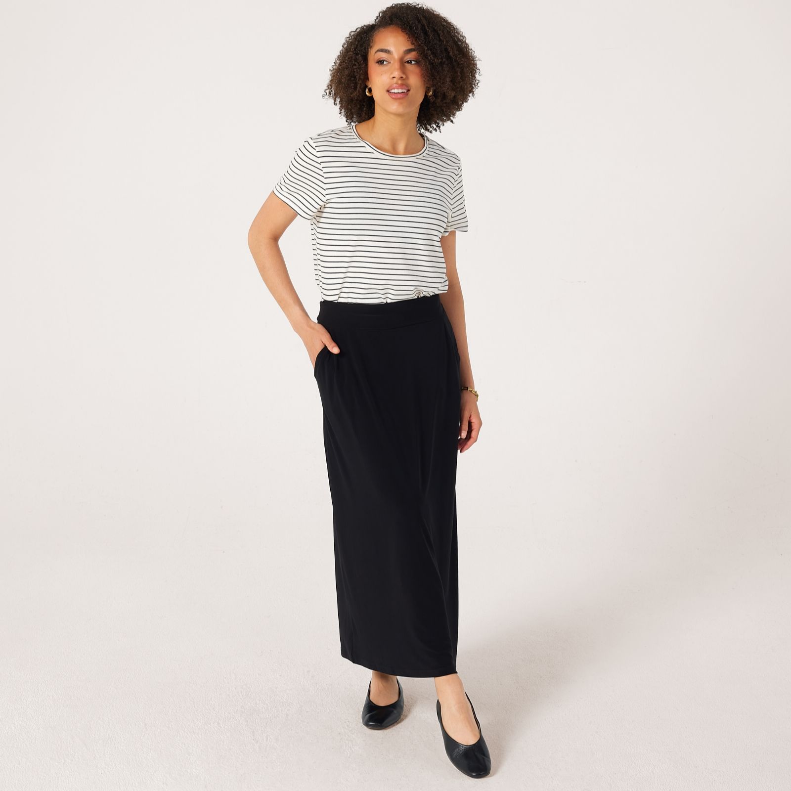 Kim & Co Brazil Jersey Maxi Skirt with Pockets