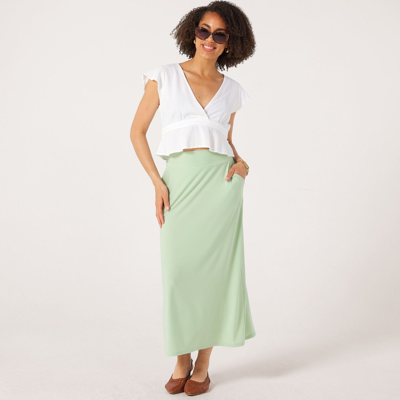 Kim & Co Brazil Jersey Maxi Skirt with Pockets