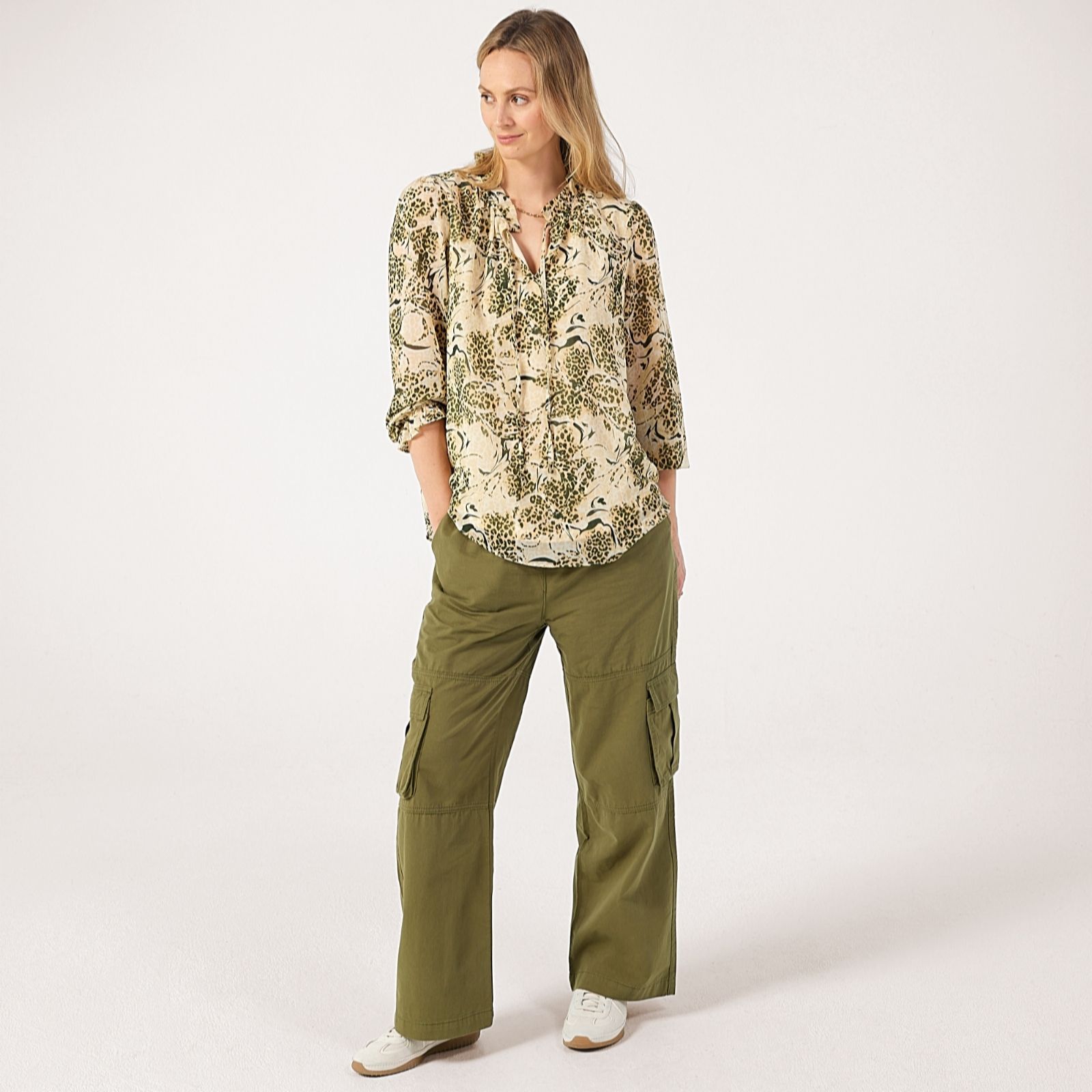 Izabel London Animal Print Tie Detail Blouse