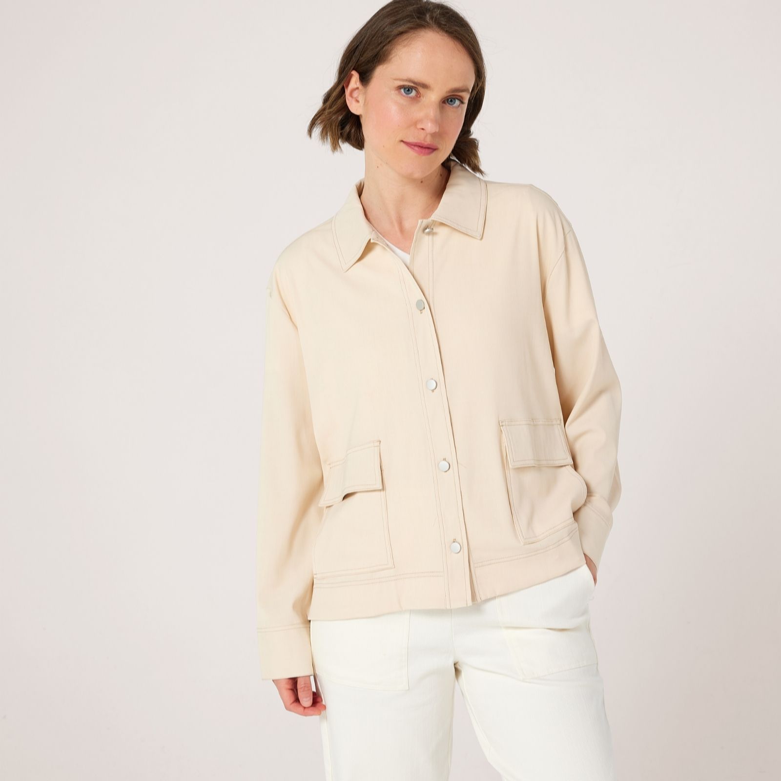 MarlaWynne Denim Pique Chambray Shirt Jacket