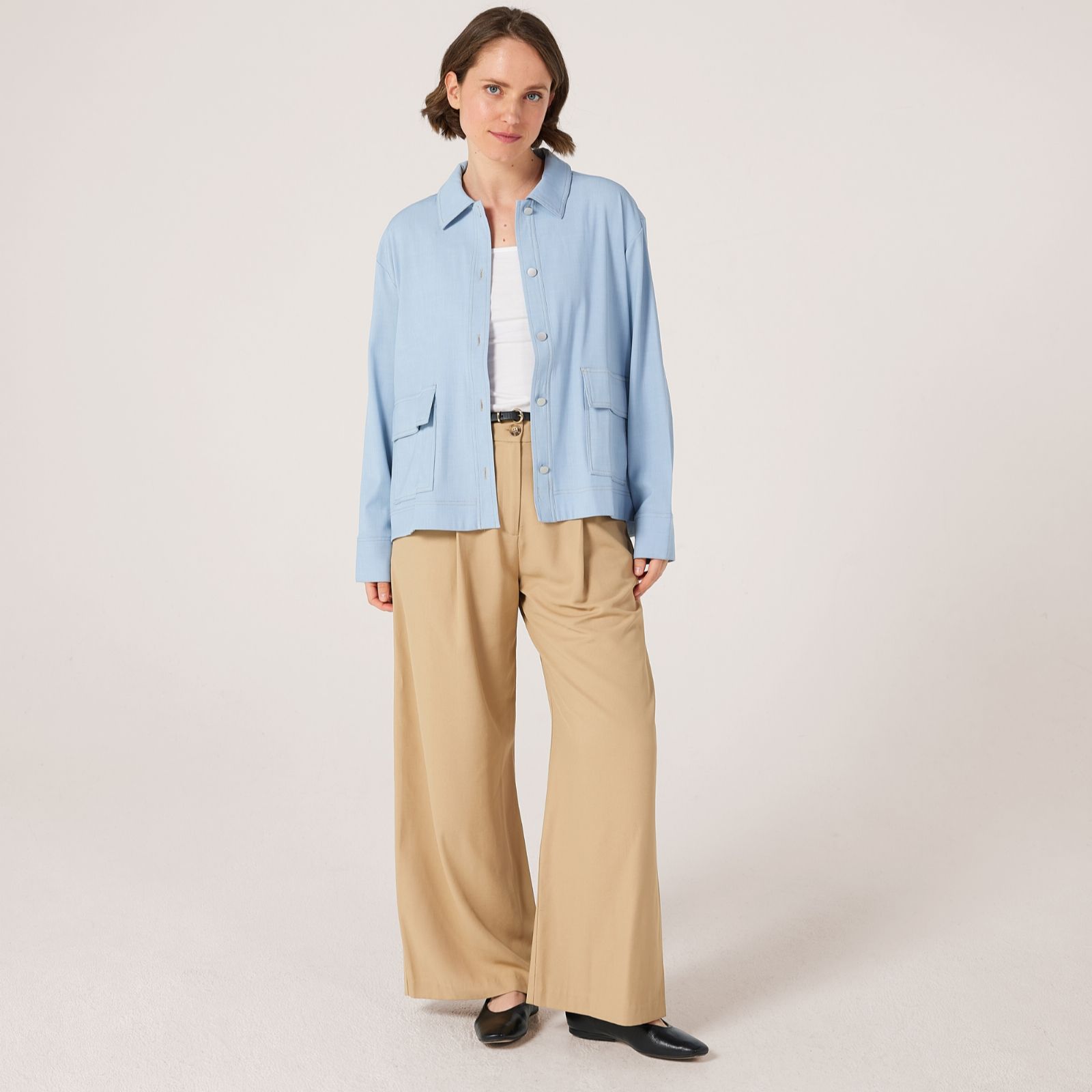 MarlaWynne Denim Pique Chambray Shirt Jacket
