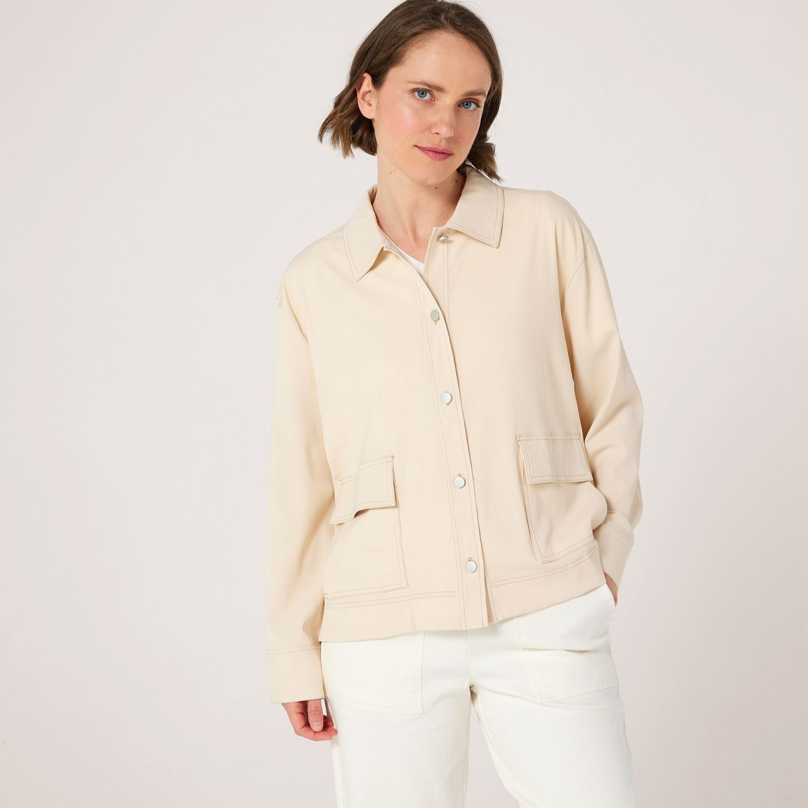 MarlaWynne Denim Pique Chambray Shirt Jacket