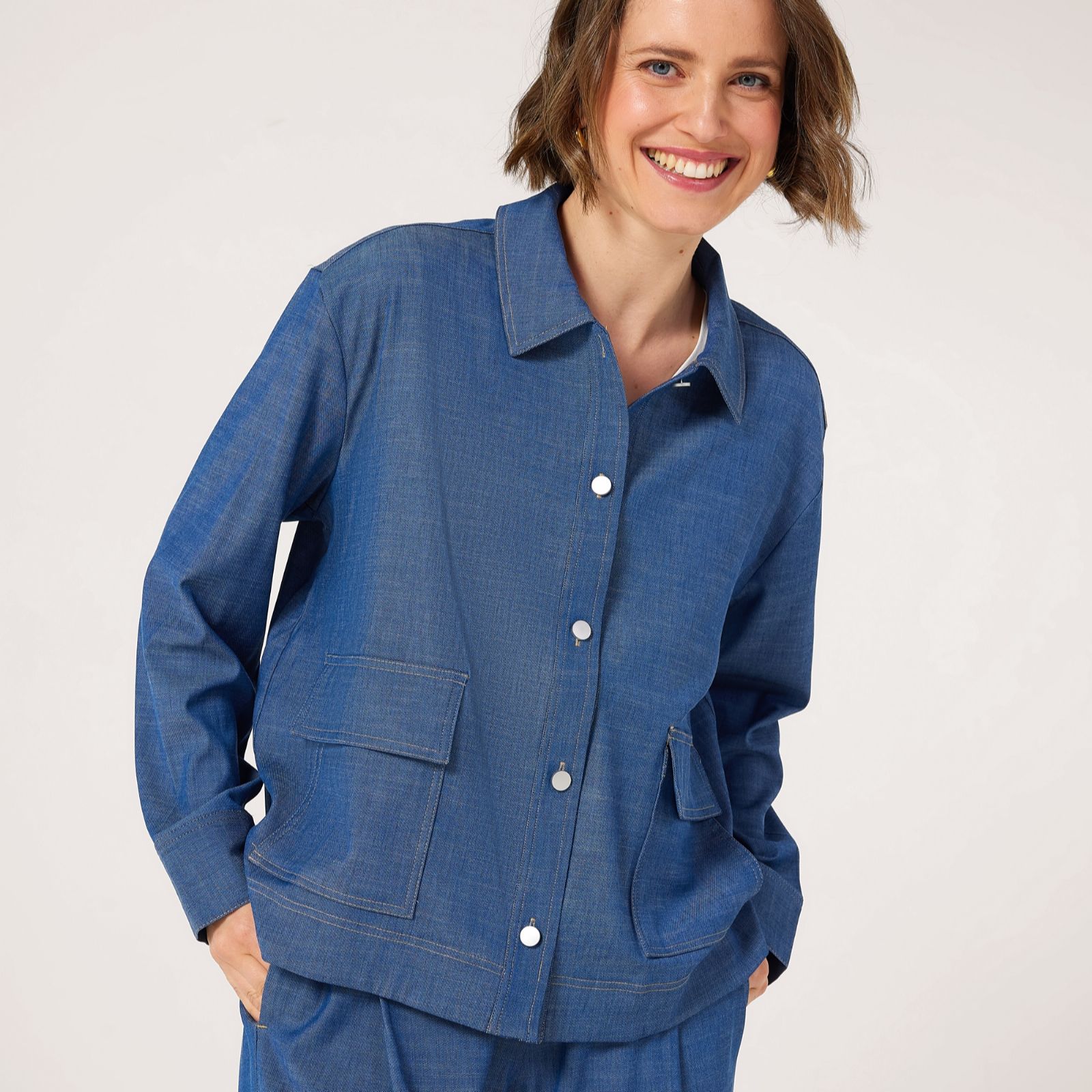 MarlaWynne Denim Pique Chambray Shirt Jacket
