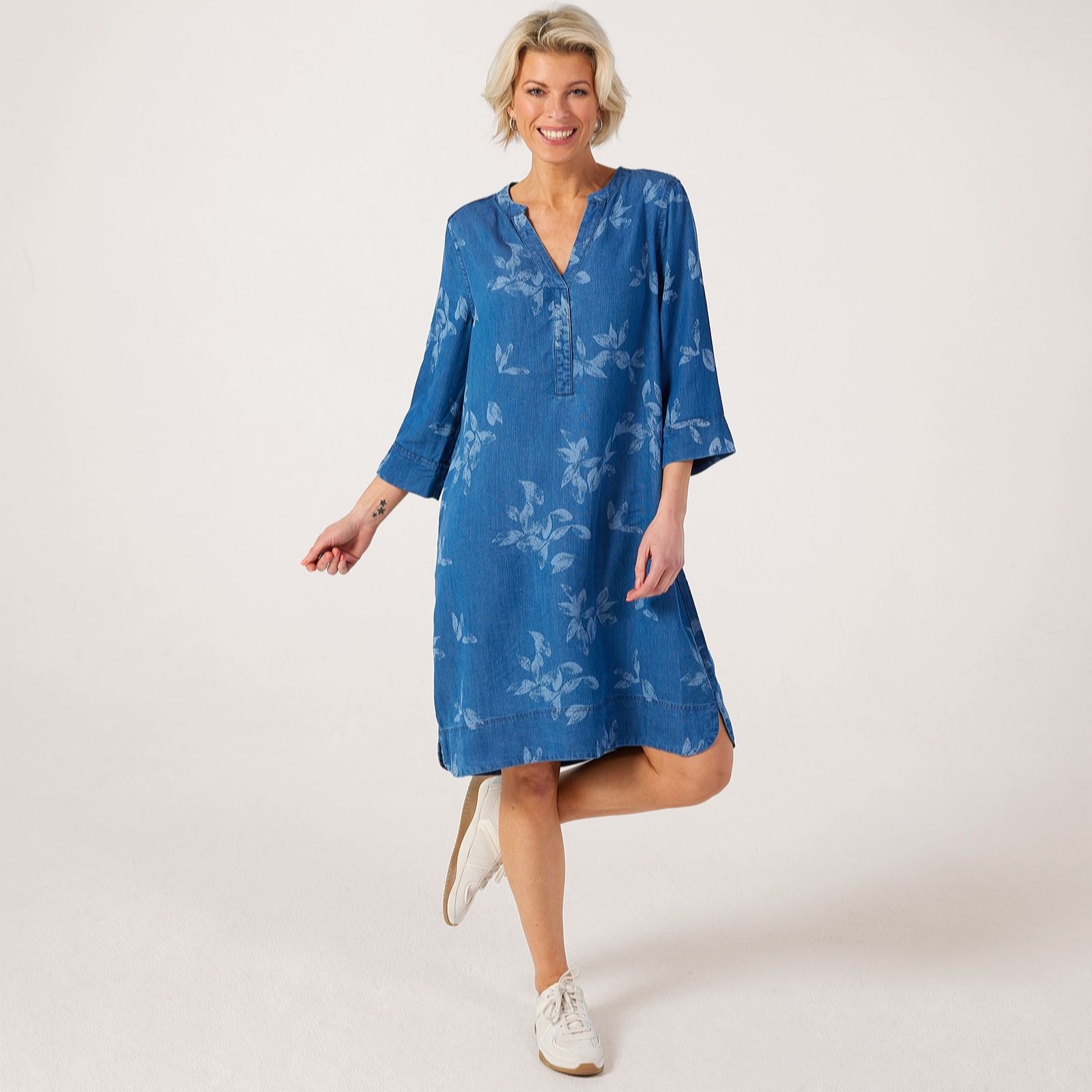 Masai Copenhagen Nokolo Printed Light Denim Shift Dress