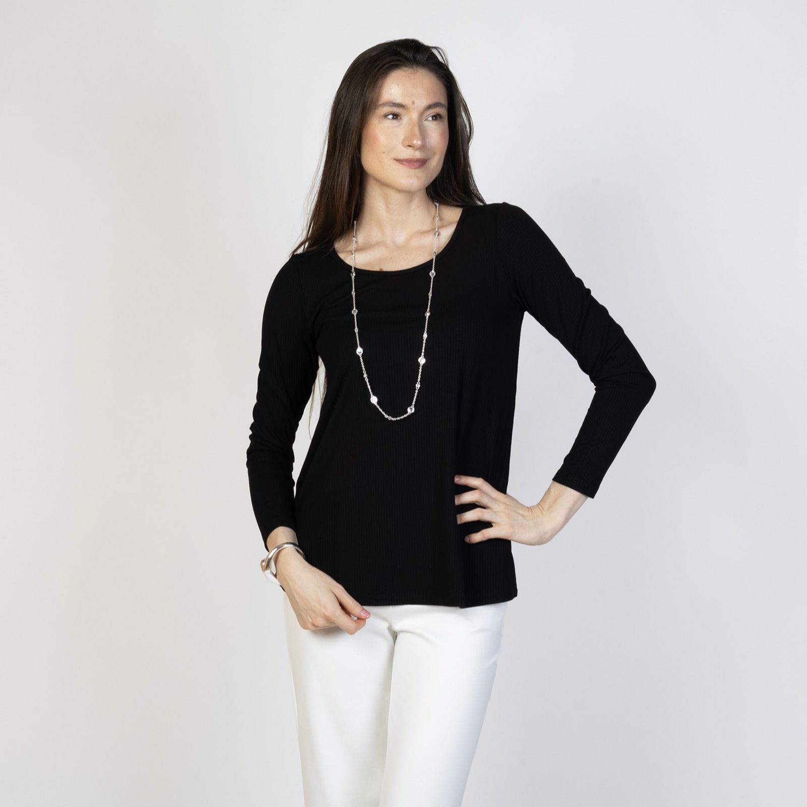 Kim & Co Viscose Rib Jersey Long Sleeve Essential T-Shirt