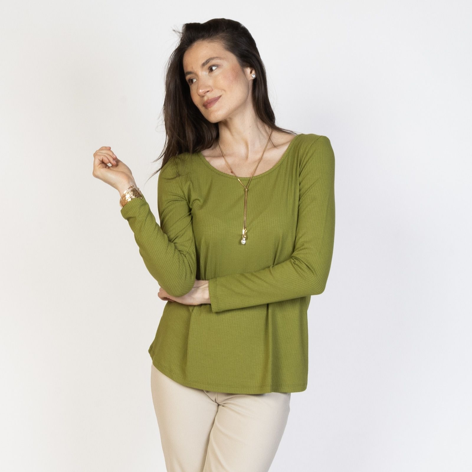 Kim & Co Viscose Rib Jersey Long Sleeve Essential T-Shirt