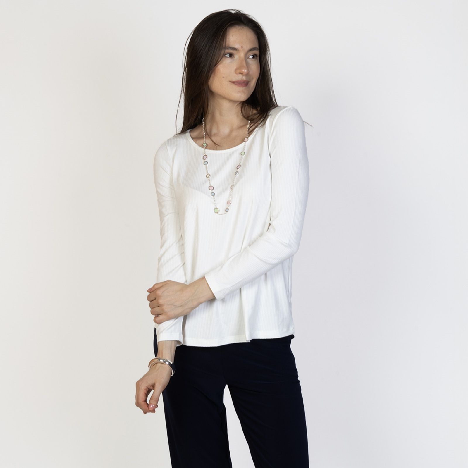 Kim & Co Viscose Rib Jersey Long Sleeve Essential T-Shirt
