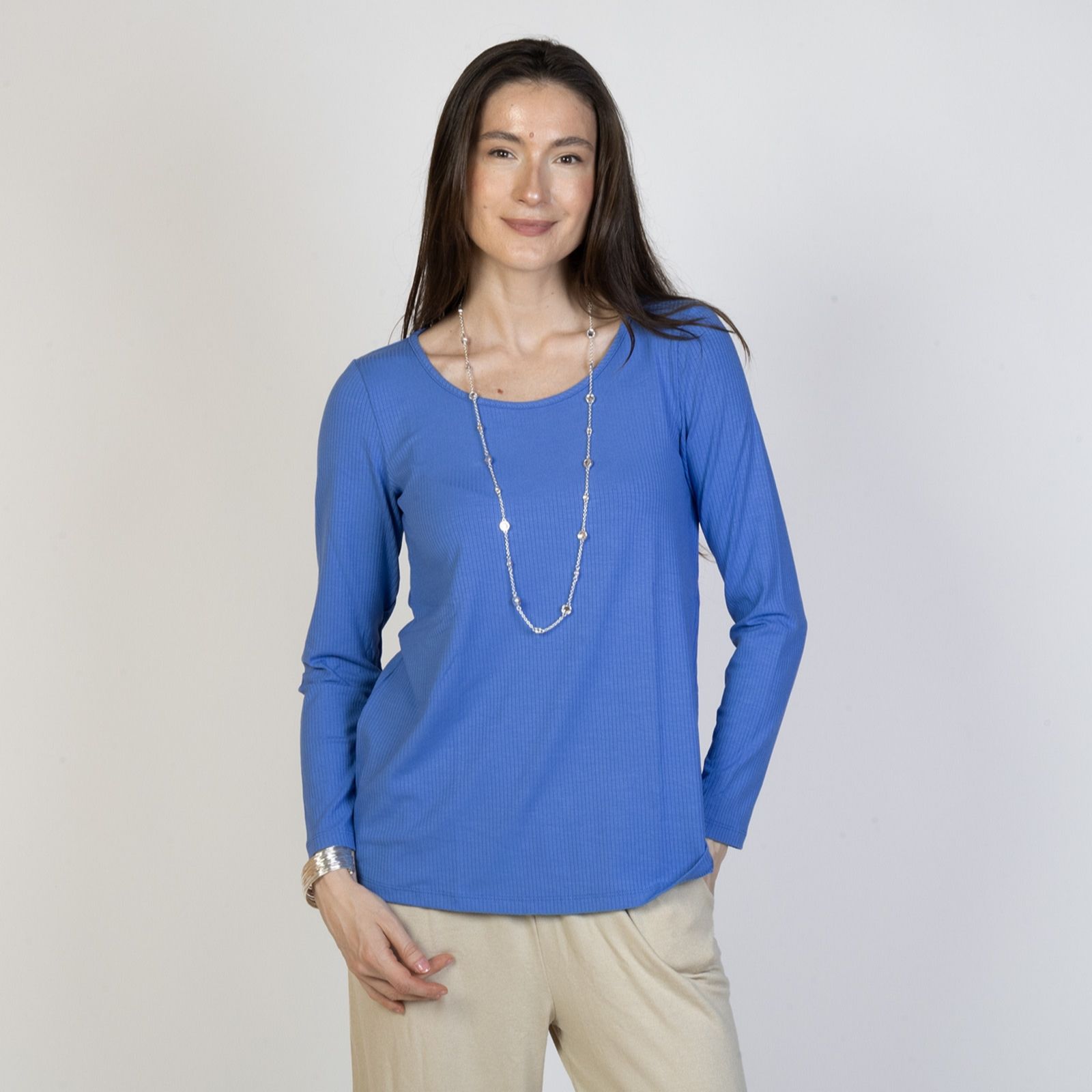 Kim & Co Viscose Rib Jersey Long Sleeve Essential T-Shirt