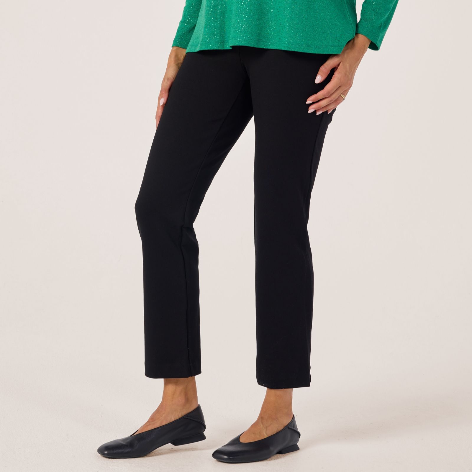 Kim & Co Strech Ponte Jersey Nina Narrow Leg Petite Trousers with Belt Loops