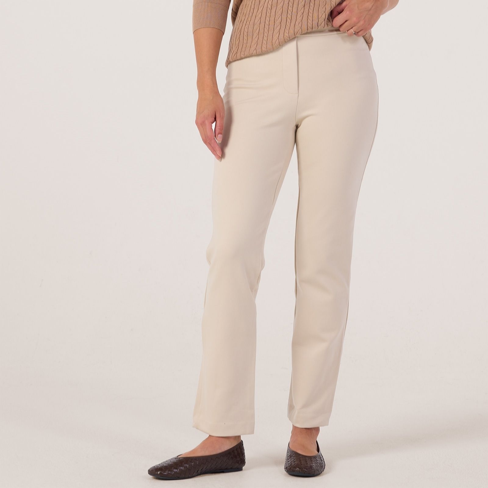 Kim & Co Strech Ponte Jersey Nina Narrow Leg Petite Trousers with Belt Loops