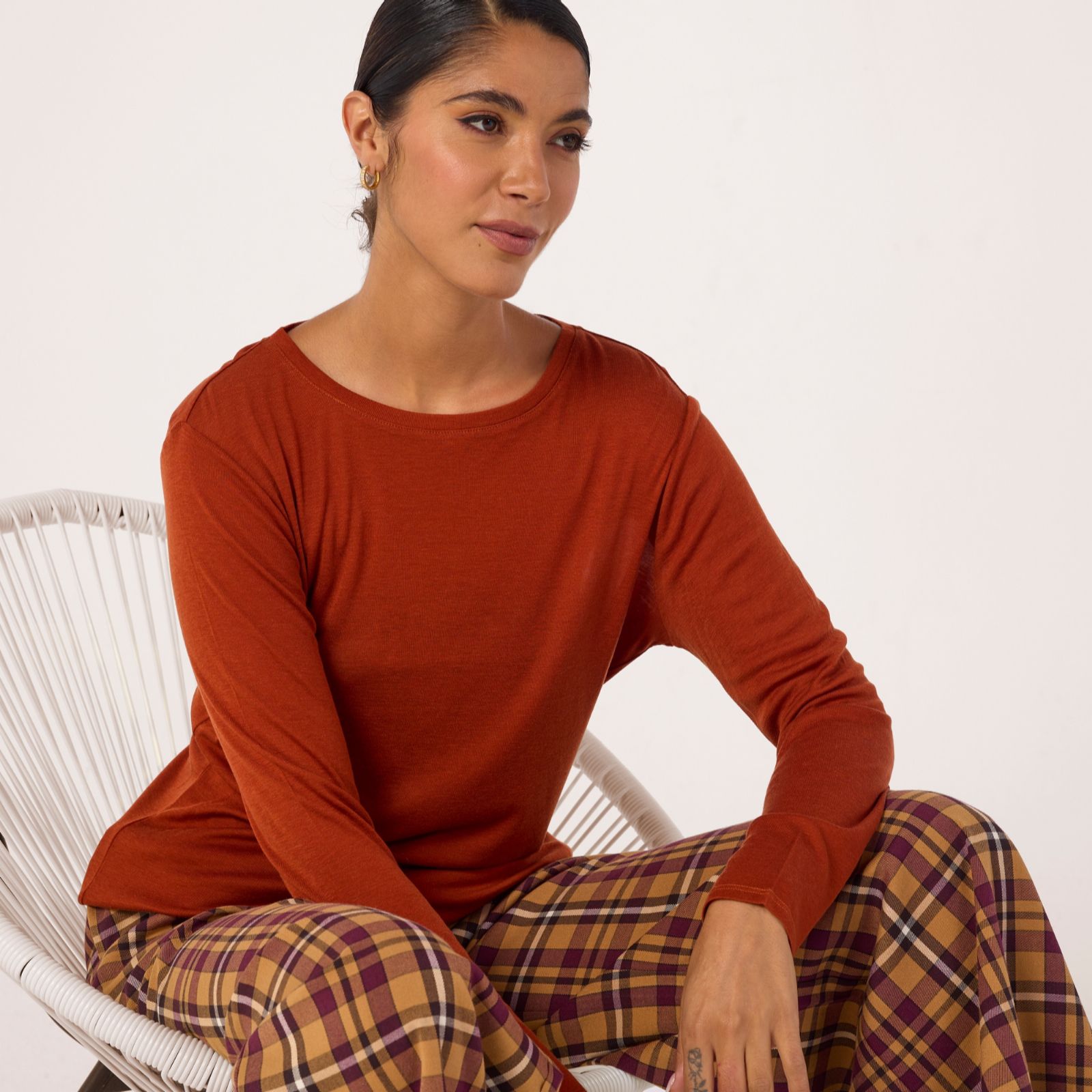 Ben de Lisi Wool Tencel Blend Long Sleeve Top