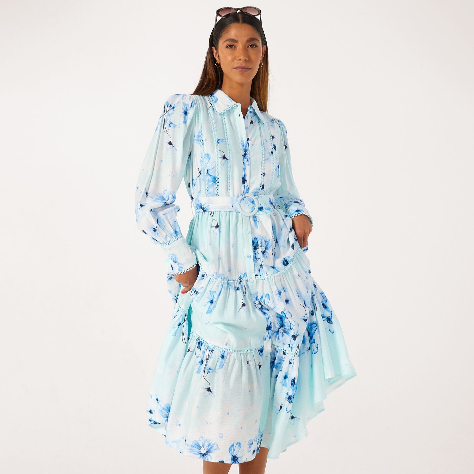 YAS Billa Tiered Shirt Dress