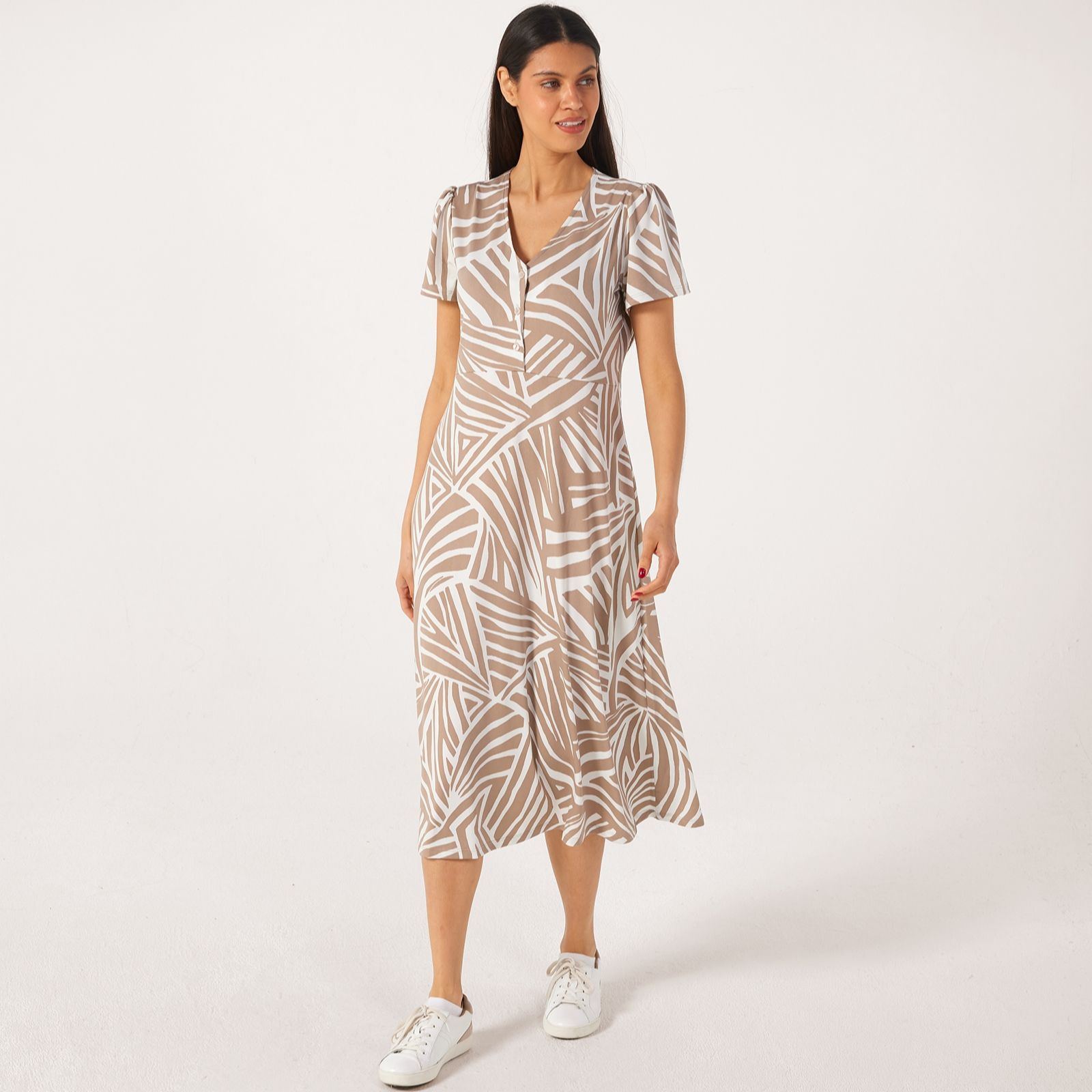 Kim & Co Printed Brazil Jersey Short Sleeve Jenny Midi Dress