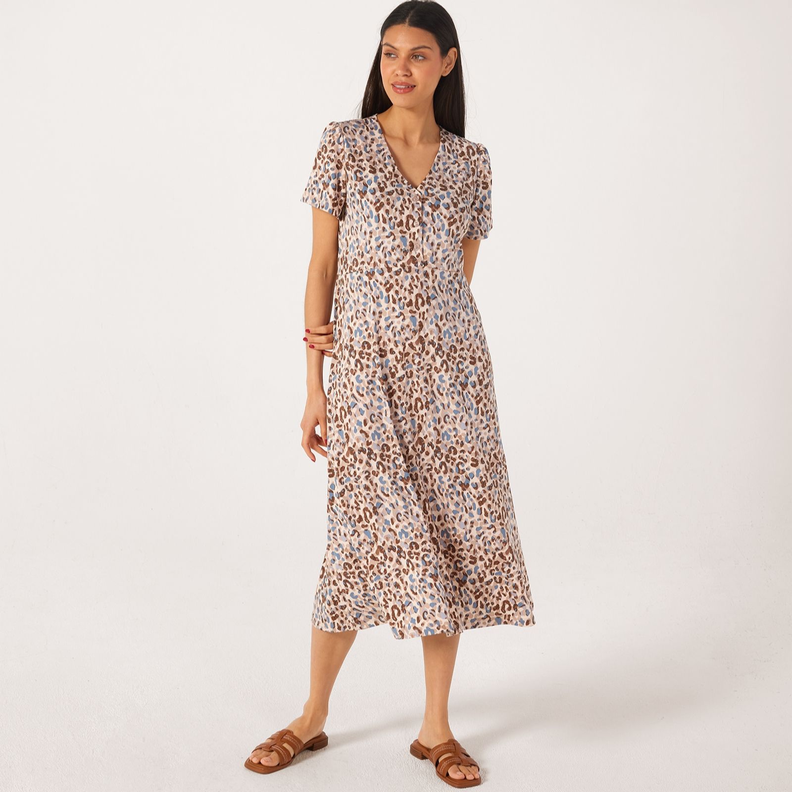 Kim & Co Printed Brazil Jersey Short Sleeve Jenny Midi Dress