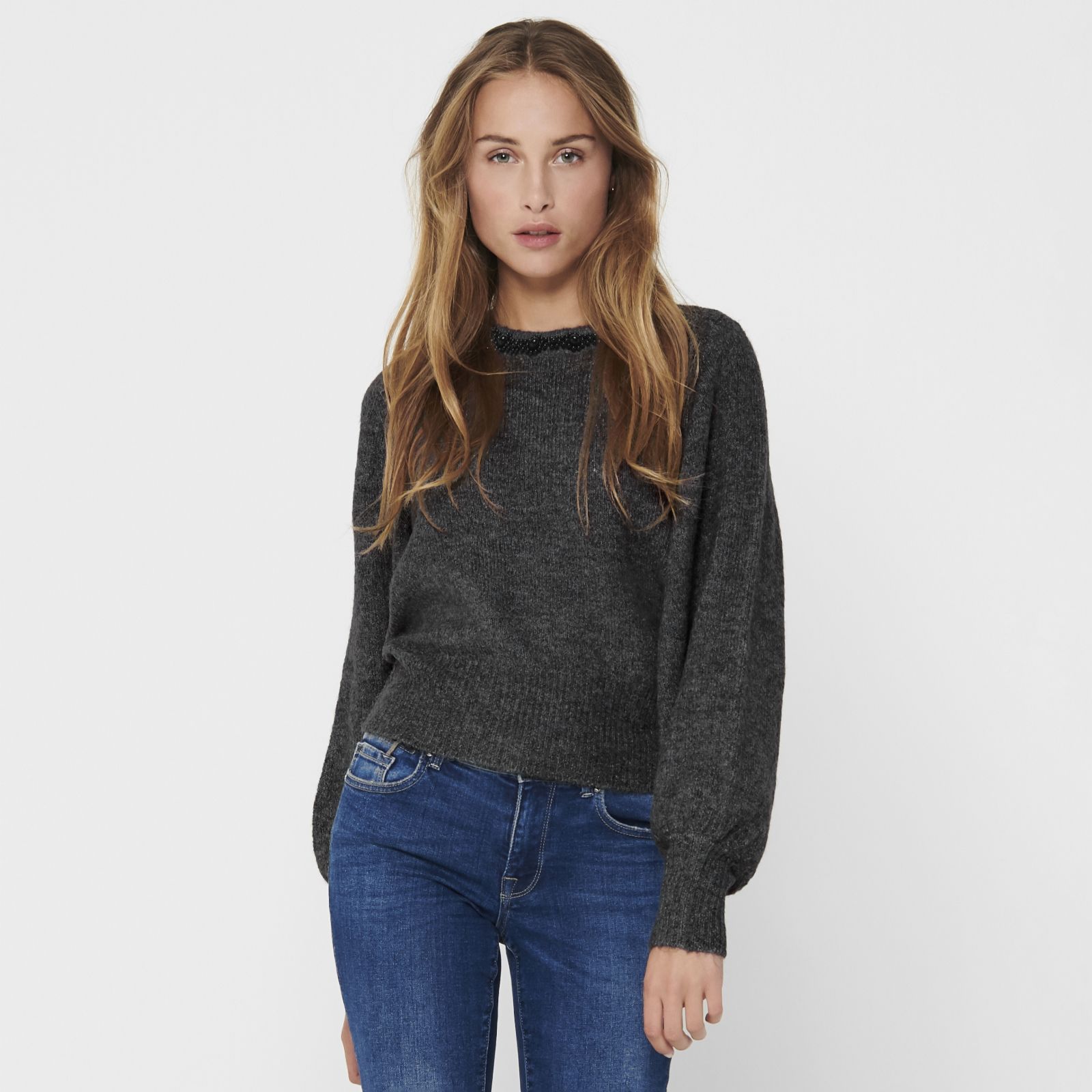 Only Elsa Embellished Neck Jumper