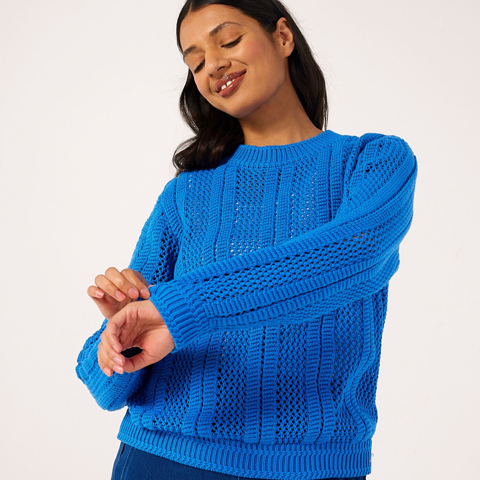 Denim & Co. Pointelle Knitted Jumper
