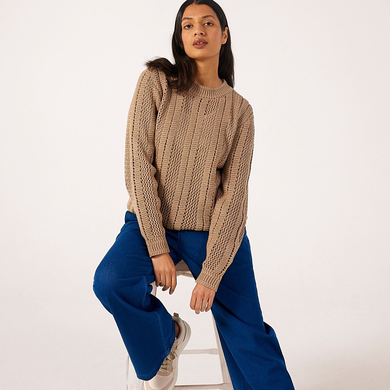 Denim & Co. Pointelle Knitted Jumper