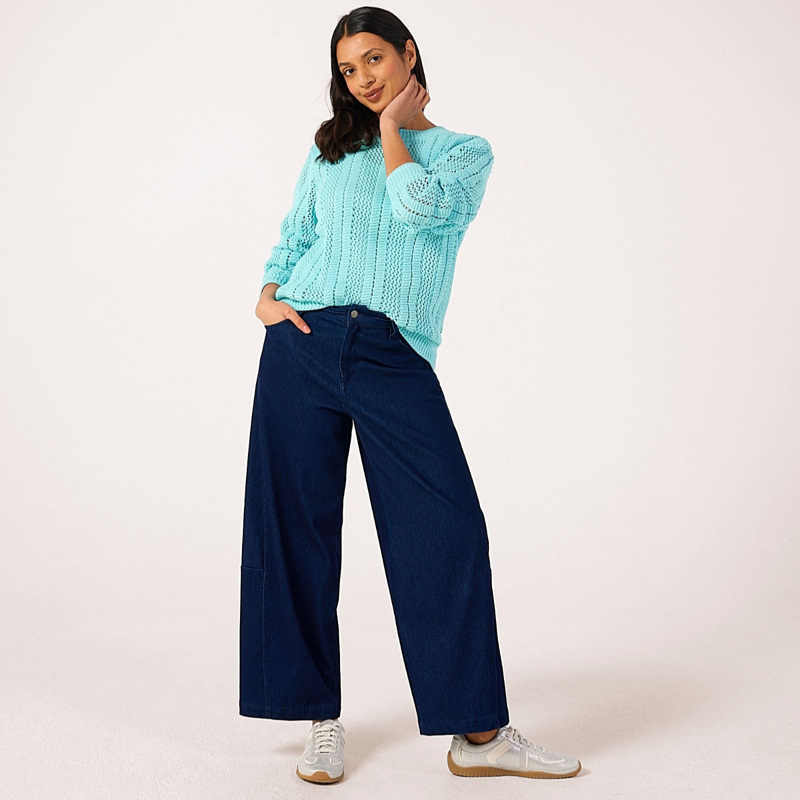 Denim & Co. Pointelle Knitted Jumper