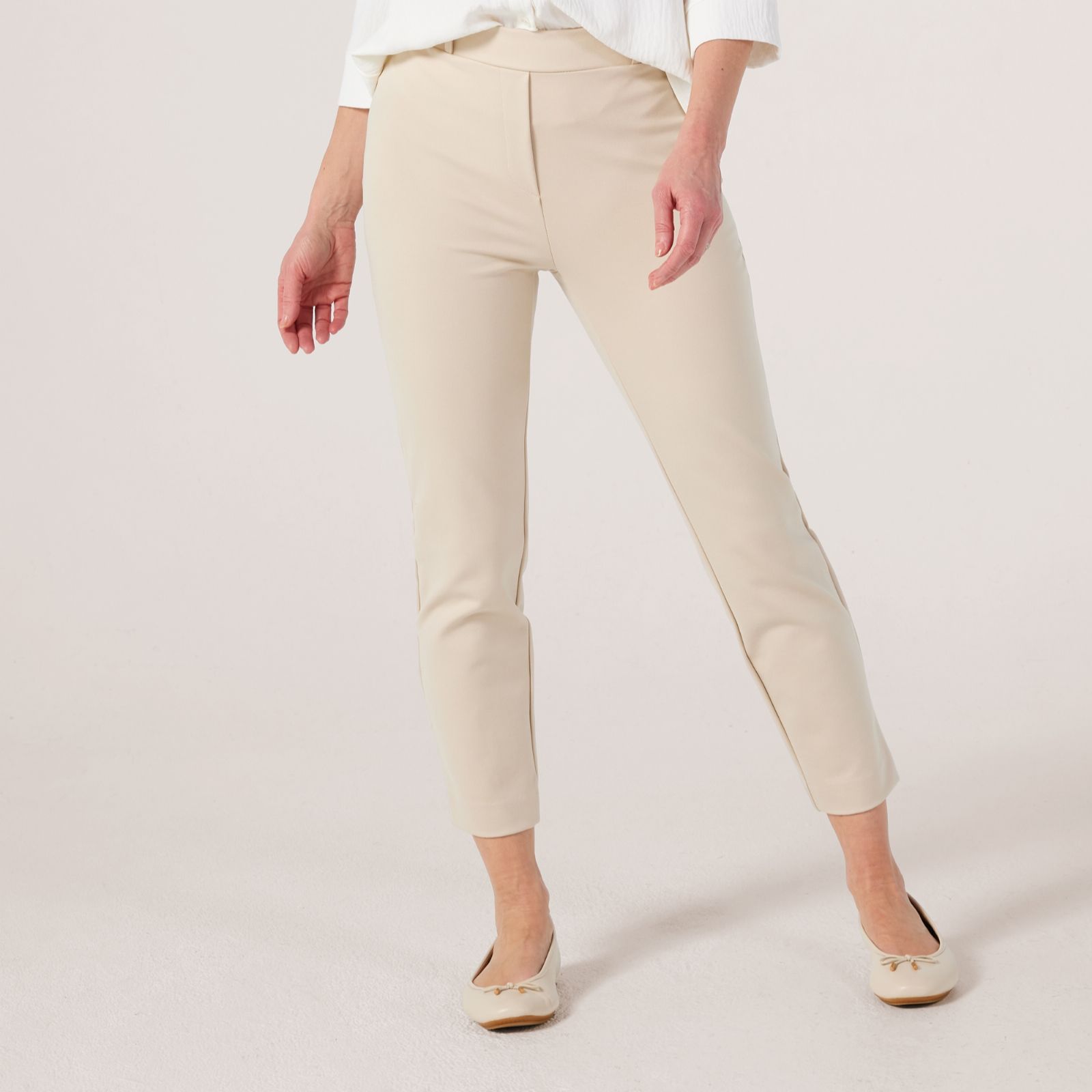 Kim & Co Stretch Ponte Jersey Sleek Ankle Narrow Leg Trousers Petite
