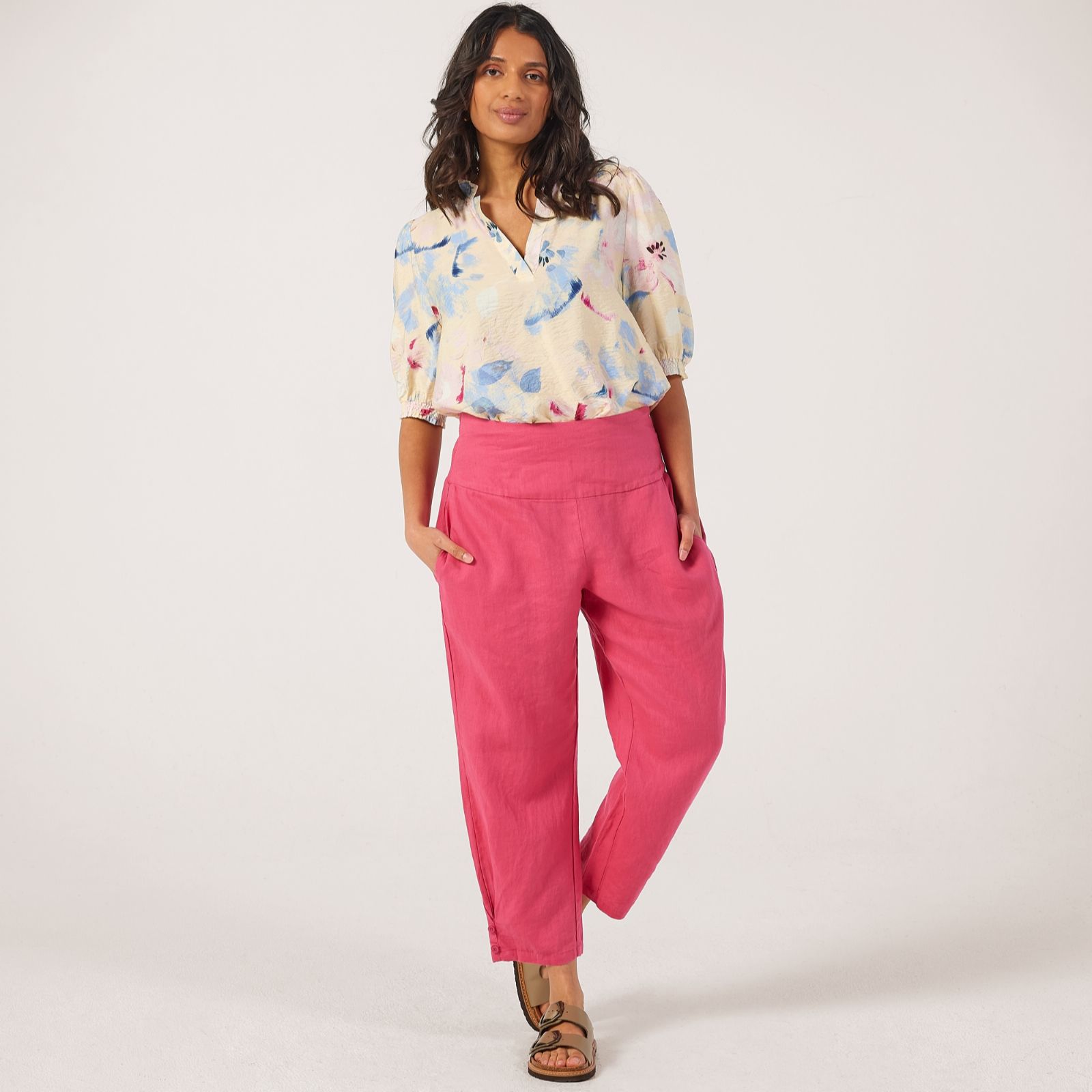 Masai Copenhagen Penna 100% Linen Cropped Trouser with Stretch Waist