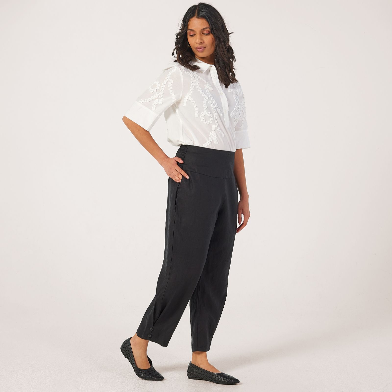 Masai Copenhagen Penna 100% Linen Cropped Trouser with Stretch Waist