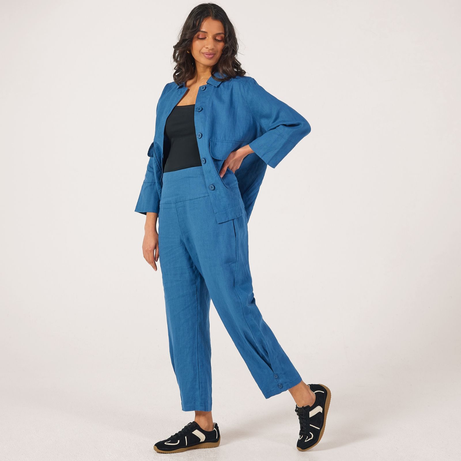 Masai Copenhagen Penna 100% Linen Cropped Trouser with Stretch Waist