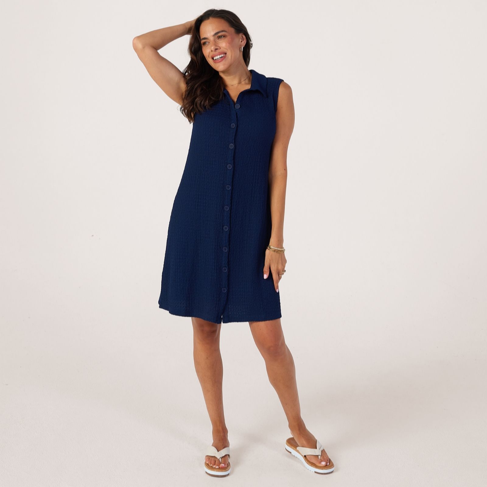Kim & Co Mini Pop Knit Button Front Dress