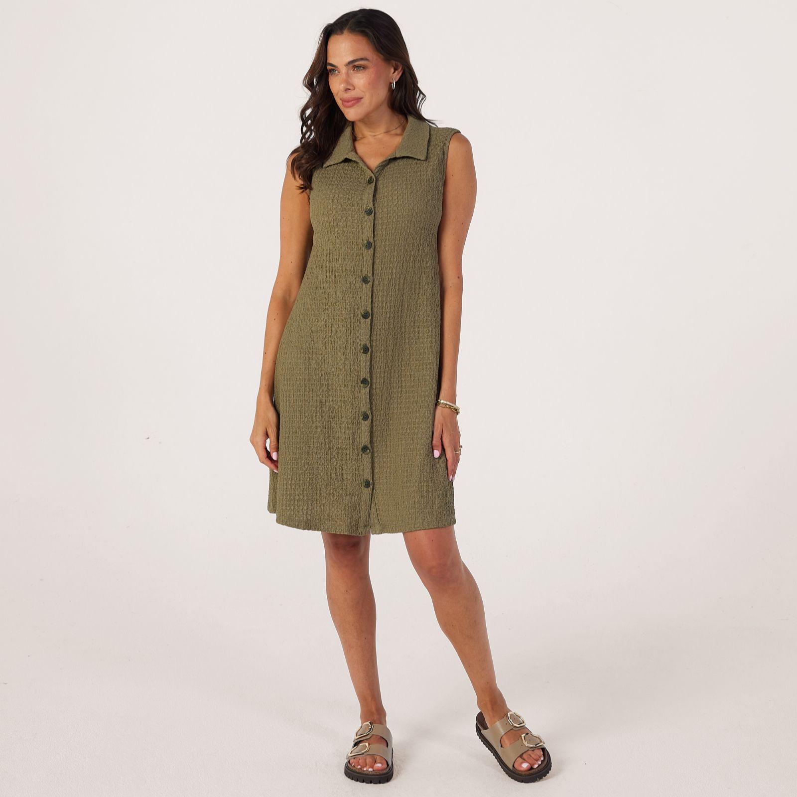 Kim & Co Mini Pop Knit Button Front Dress