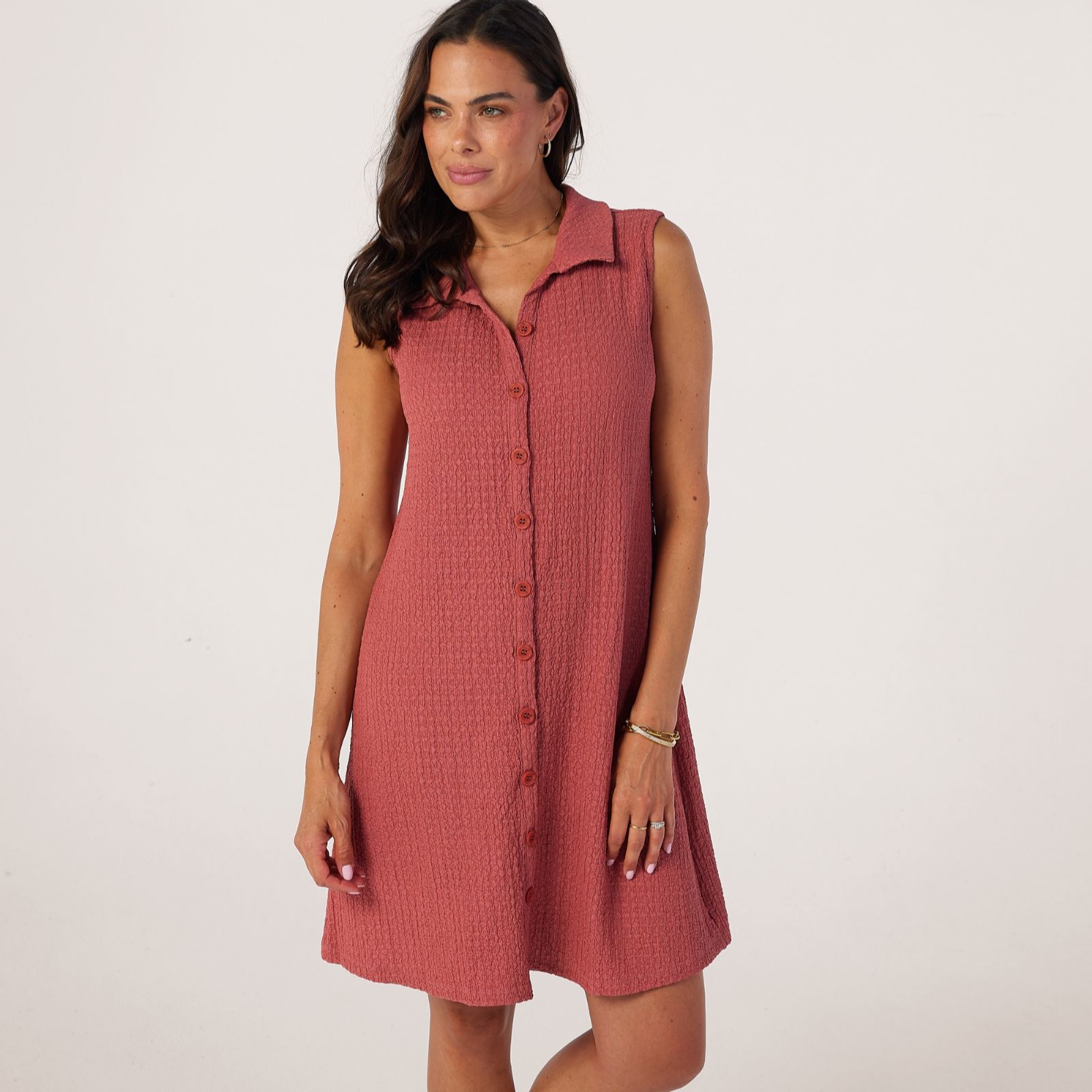 Kim & Co Mini Pop Knit Button Front Dress