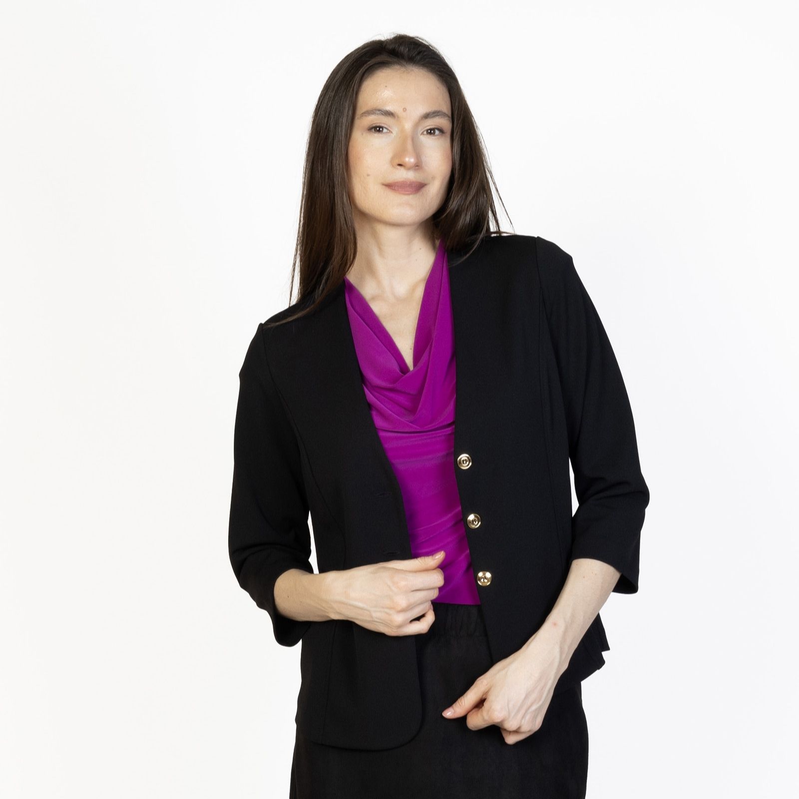 Kim & Co Ponte Crepe 3/4 Sleeve Blazer