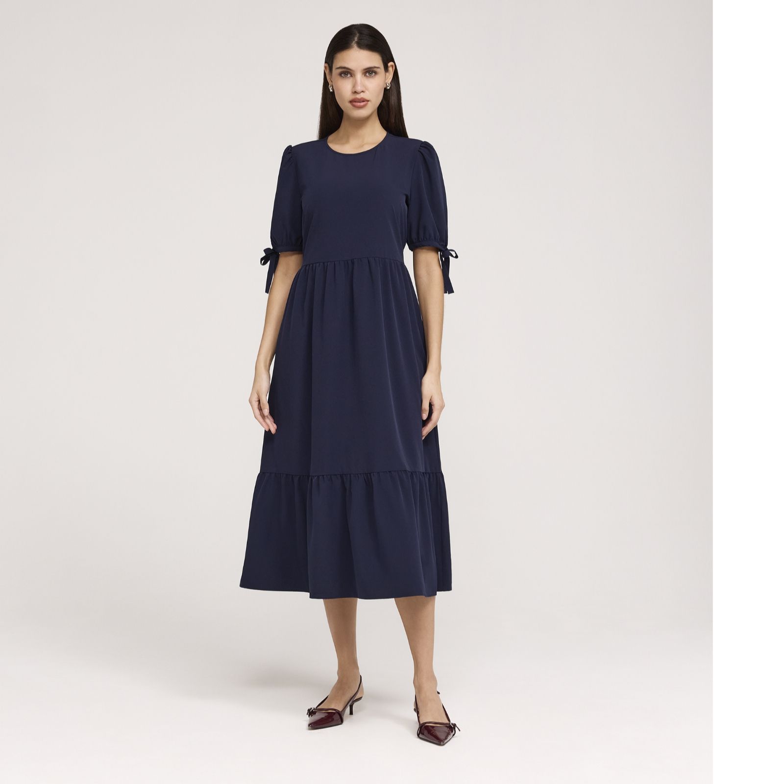 Finery London Jessa Crepe Tie Sleeve Midi Dress Petite