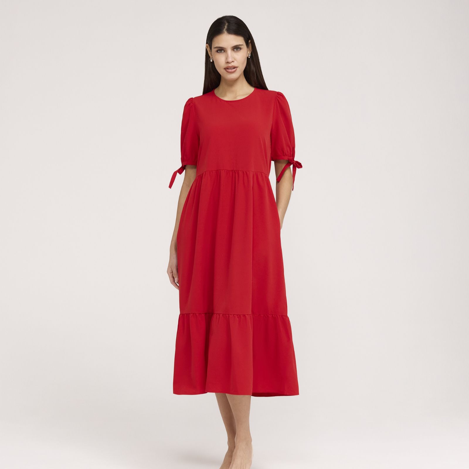 Finery London Jessa Crepe Tie Sleeve Midi Dress Petite