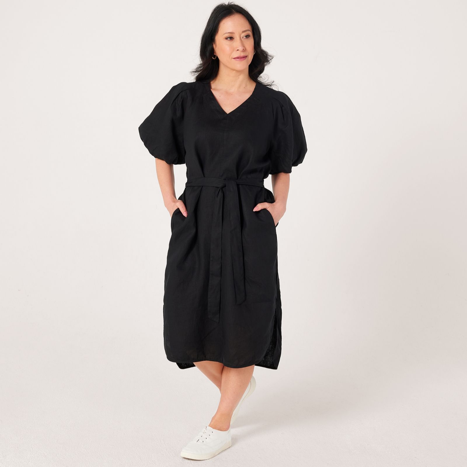 Masai Copenhagen Nalirae 100% Linen Puff Sleeve Dress