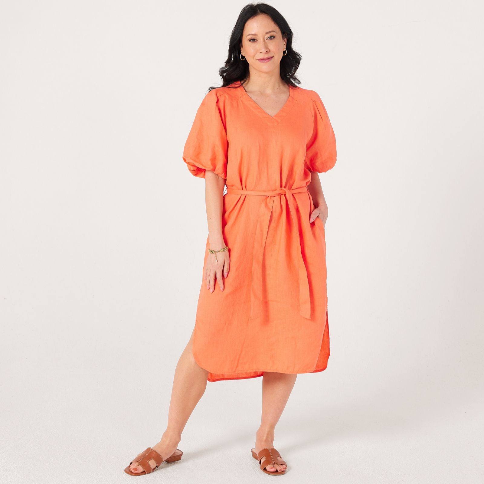 Masai Copenhagen Nalirae 100% Linen Puff Sleeve Dress