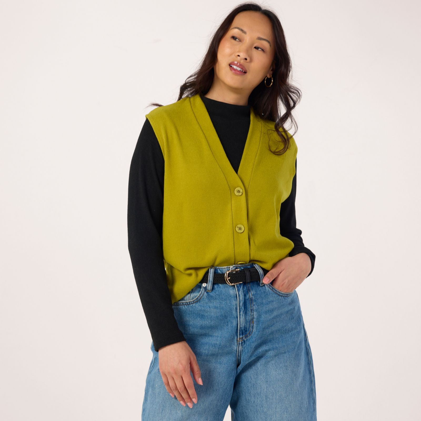Kim & Co Luxe Knit Extended Shoulder Vest Cardigan
