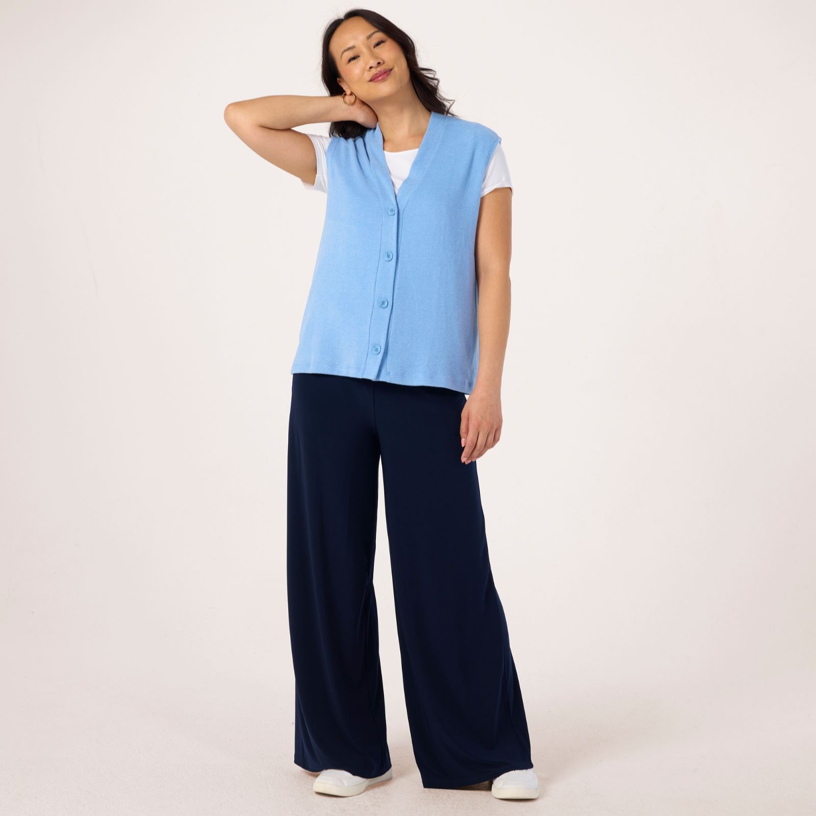 Kim & Co Luxe Knit Extended Shoulder Vest Cardigan