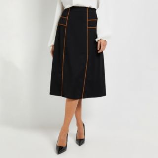 Wallis Ponte Pleated Midi Skirt