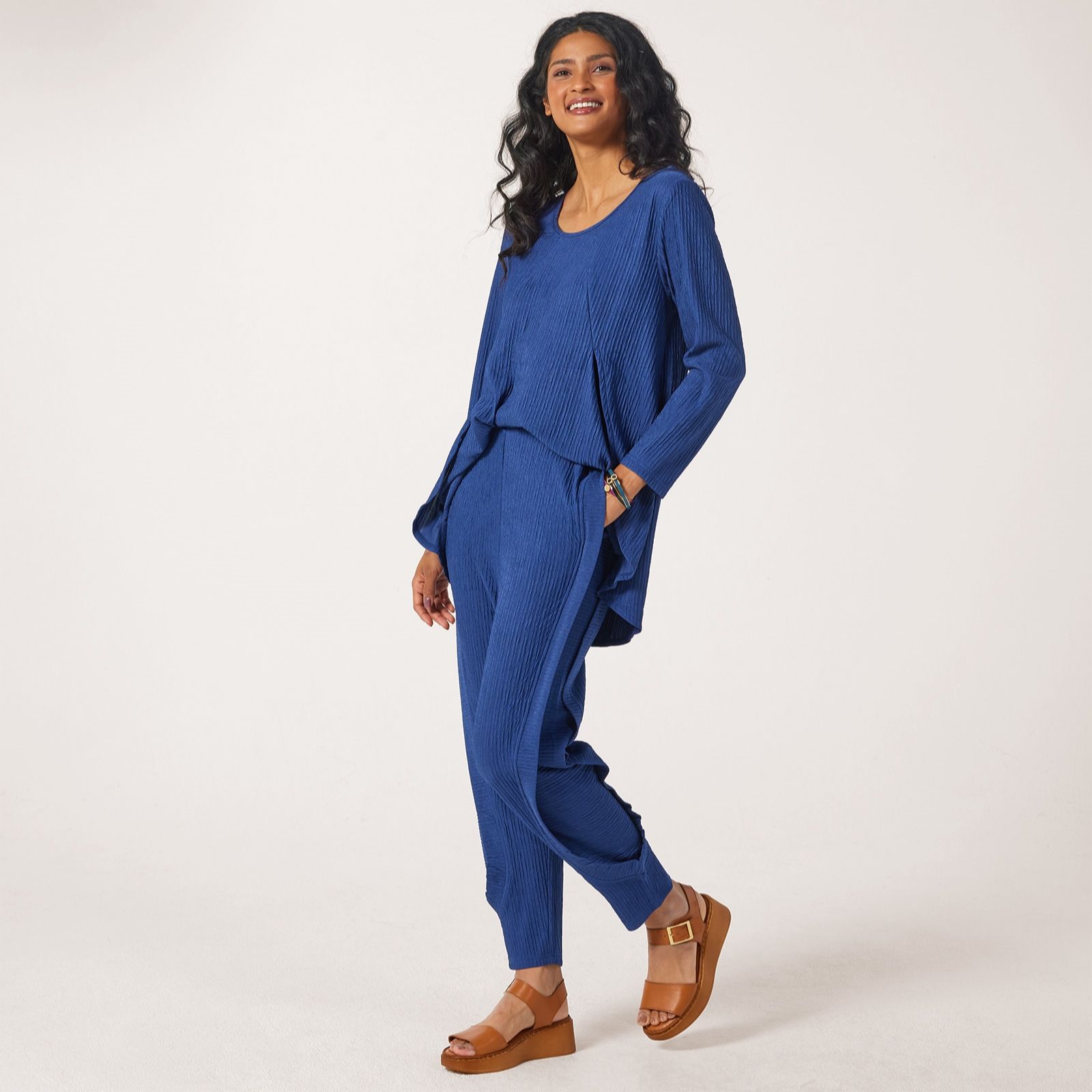 Frank Usher Ripple Rib Jersey Trousers With Panel Detail