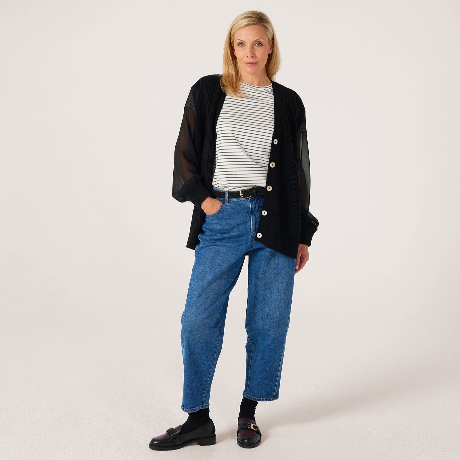 MarlaWynne Layers Cardigan With Mesh Sleeve