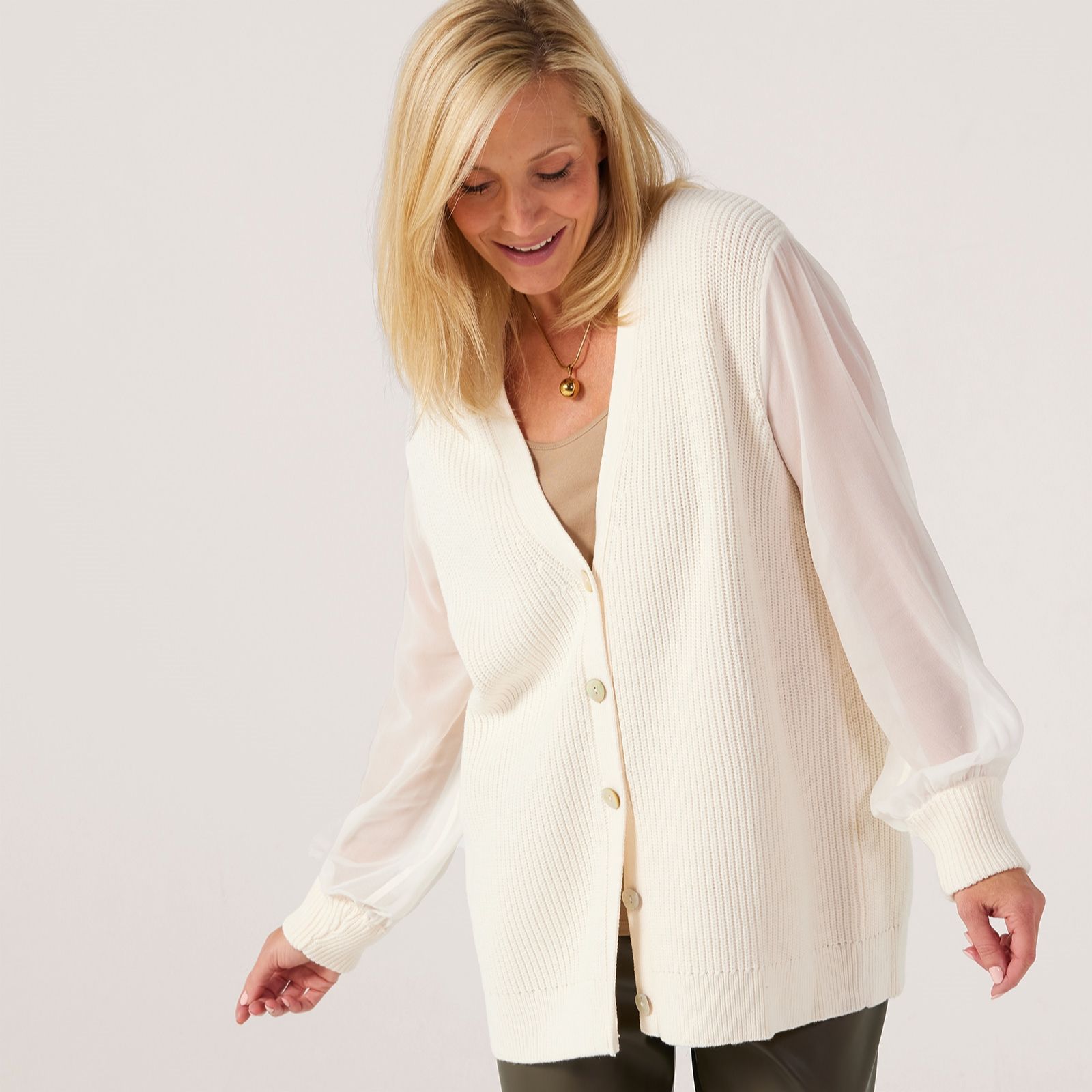 MarlaWynne Layers Cardigan With Mesh Sleeve